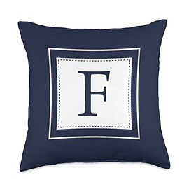Monogram Letter F Alphabet F Initial Navy Blue Throw Pillow