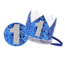 Sundecor - Corona de primer cumpleaños para niño, número 1 con purpurina, decoración para el primer cumpleaños, diadema con sombrero de príncipe, estilo brillante, tiara, corona para tartas, accesorio
