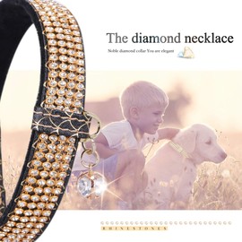 PetsHome Cat Collar, Dog Collar, [Bling Rhinestones] Premium PU Leather with Pendant Adjustable Collars for Cat and Small to Medium Dog
