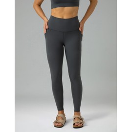 Colorfulkoala Women's Dreamlux Workout Leggings with Pockets High Waisted 28" Inseam Full Length Yoga Pants (M, Dark Carbon)