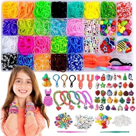 2000+ Kit de Pulsera de Goma Elástica, Kit para Hacer Pulseras Niñas, Juego de Bandas de Goma para Hacer Pulseras, Rubber Bands Bracelet, Bandas de Telar de Colores en 23 colores