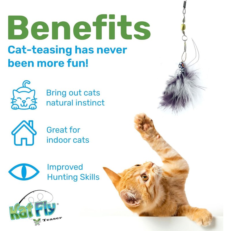 Kat Fly Cat Wand Refill Teaser Toy - Interactive Cat