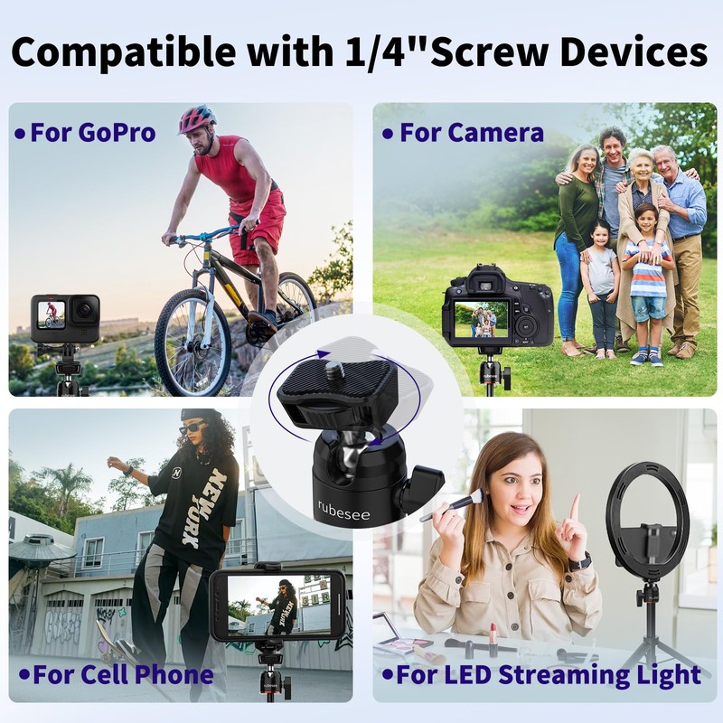 Mini Tripod for Camera, 24.61"/62.5cm Tripod Selfie Stick with 5