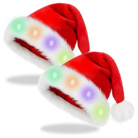 DAZZTIME LED Luminous Christmas Hat, Christmas Hats Adults, Christmas Hat Unisex Santa Hat with Luminous Suitable for Christmas Parties Holidays and New Year Gift