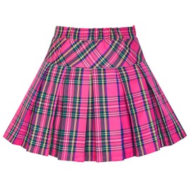 Sunny Fashion Girls Dress V Neck Pleated Hem School Uniform Size 110-158, pink