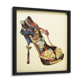 Empire Art Direct High Heeled Dimensional Collage Handmade by Alex Zeng Framed Graphic Wall Art Ready to Hang, 25" x 25" x 1.4"