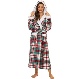 ccko Plush Robes For Women, Fleece Fuzzy Womens Robe,Soft Warm Women's Bathrobe with Hood for Bath Spa Shower House