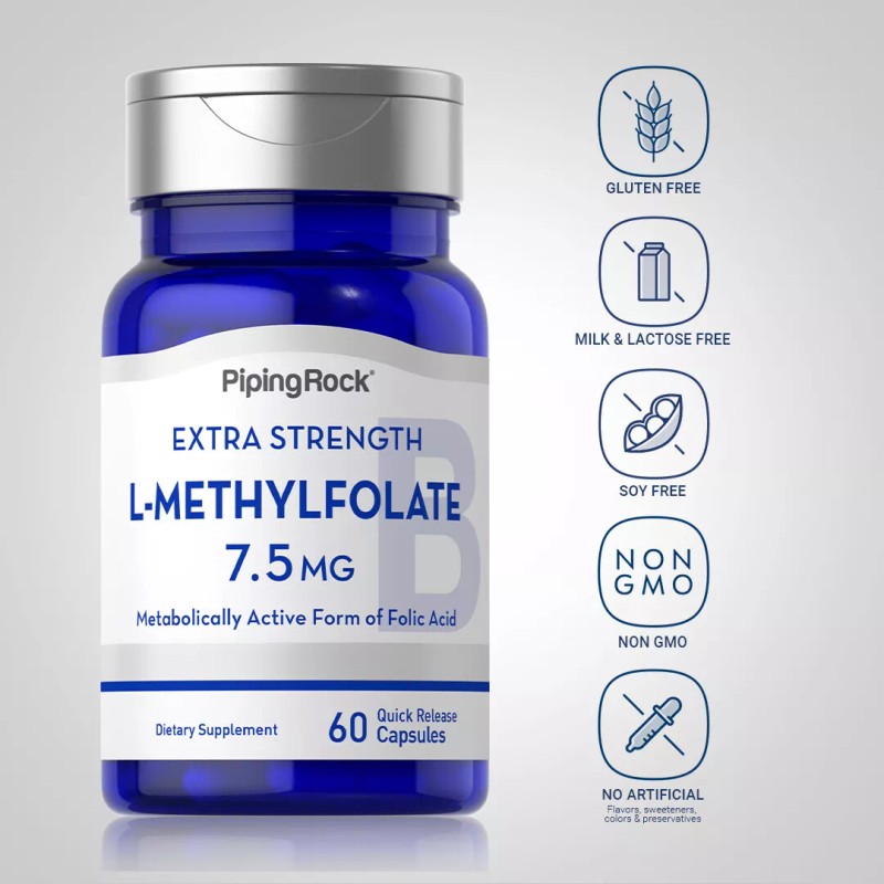 Piping Rock L Methylfolate 7.5 mg | 60 Capsules |