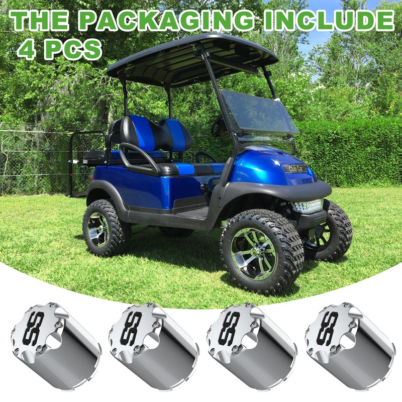 10L0L Golf Cart SS Chrome Wheel Center Caps ITP Push