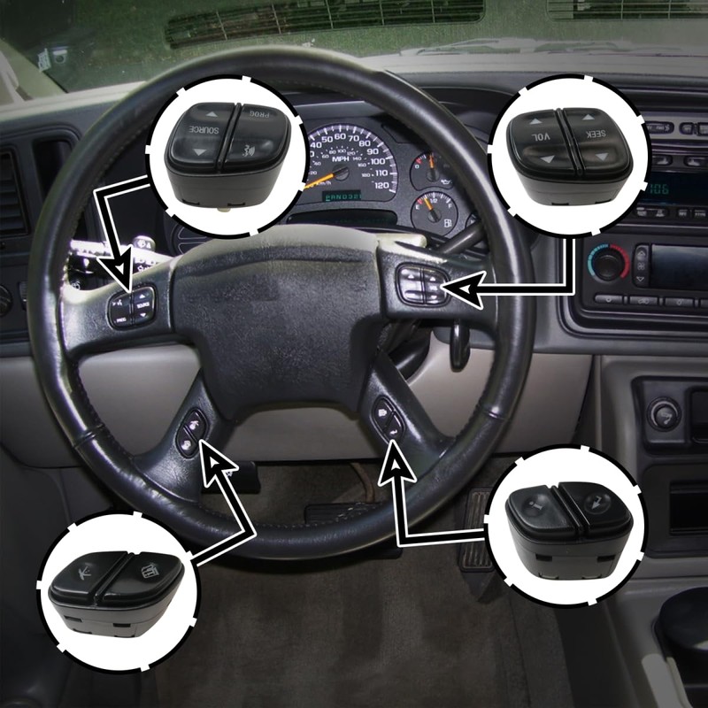 TalaBide 4pcs Steering Wheel Control Switch Button Fits for 2004-2009
