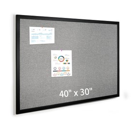 VEIZXUN Bulletin Board 40 x 30 Inch, Cork Board for Walls, Wood Framed Bulletin Boards with Grey Canvas, Wall Mounted Corkboard for Office School Home Decorative