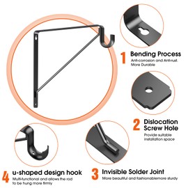 Pisman Closet Rod Bracket Black 10" 2PCS,Heavy Duty Shelf Brackets for Closet Storage, Laundry Room Storage Black 2PCS.