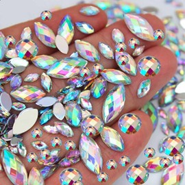 500X Horse Eye Sparkly Mix Flat Back Rhinestone Teardrop Clear AB Silver Backed NO Holes Bead Diamante Gem Crystal Teardrop Pear 4mm 5mm 6mm 8mm 10mm 12mm 13mm 15mm Small AB Iridescent Nail Art