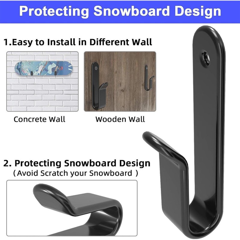 hangers surfboard, 2 snowboard rack hangers, skateboard wall mounted, snowboard