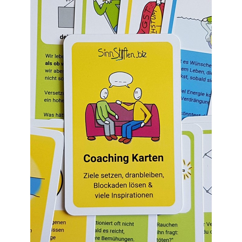 Coaching cards set - setting goals, sticking to them, solving