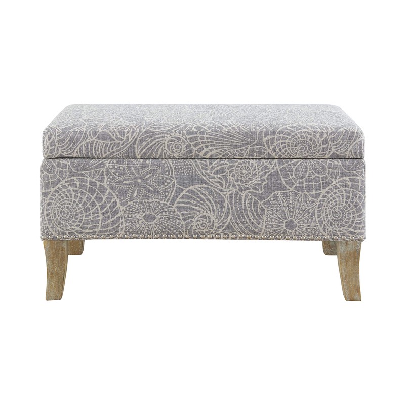 Linon Stone Upholstered Storage Stephanie Ottoman
