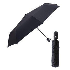 HW CASA Folding Umbrella Windproof 105cm Automatic Umbrella 8 Ribs Fiberglass Reinforcement Windproof Sturdy Compact and Portable Travel Umbrella for Men and Women, Black (black-1)