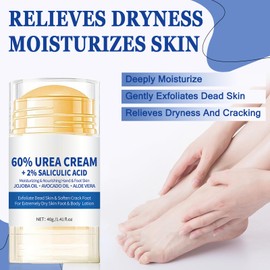 2PCS 60% Urea Cream plus 2% Salicylic Acid Foot Cream, Hydrating and Anti-Cracking Foot Cream, Maximum Strength Urea Foot cream Exfoliates Dead SkinRepairs and Hydrates Dry and Cracked Feet and Hand