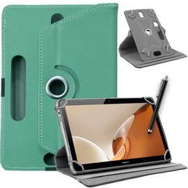 SU 10 inch Tablet Case - Universal Stand Case Folio Cover Magic Leather 360° Rotating Case Fits for ALL 10in Inch & 10.1in Inch Tablets + Stylus Pen (EMERALD)