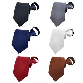 BESMODZ Mens 6PCS Zipper Ties Pretied Wedding Formal Necktie Stripe Neck Tie Set