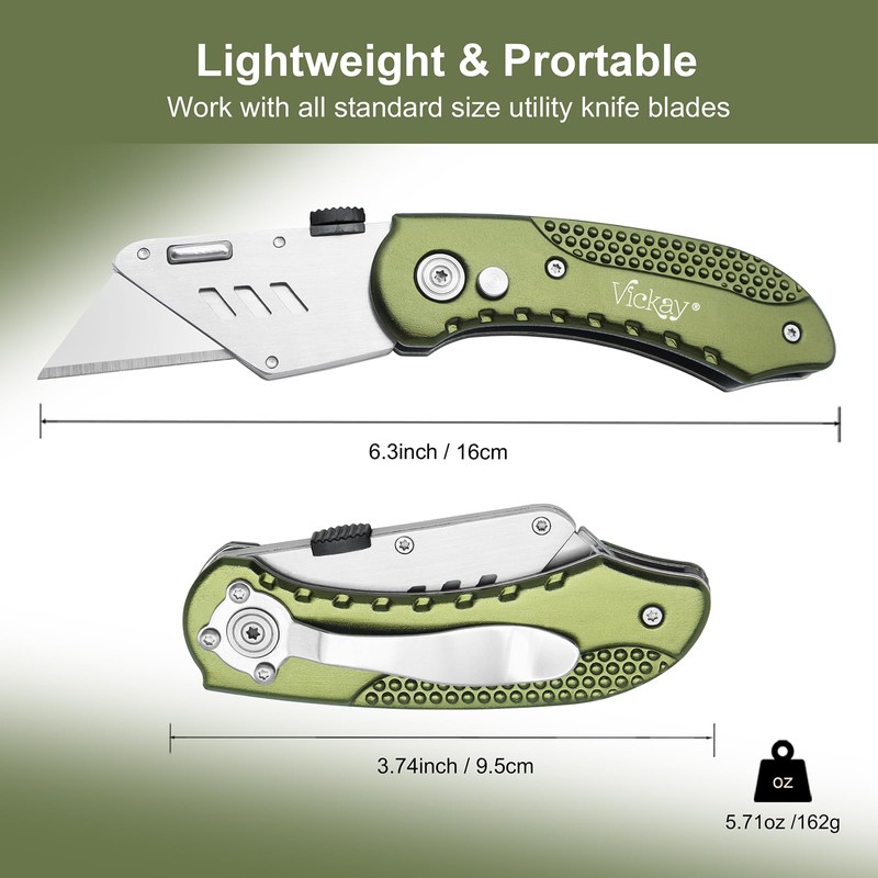 Vickay Folding Utility Knife, Box Cutter with 5 SK5 Quick
