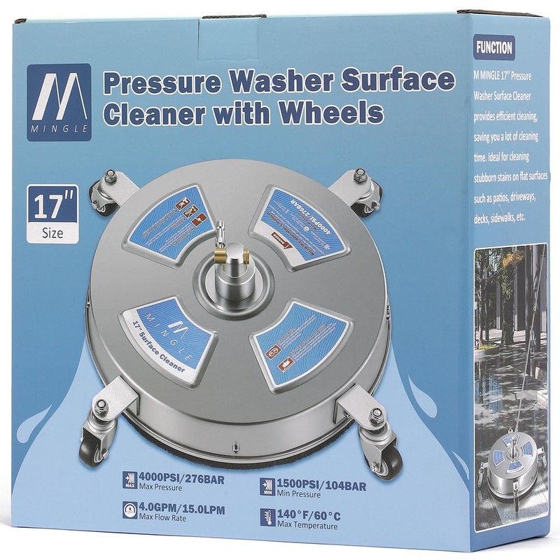 M MINGLE 17'' Pressure Washer Surface Cleaner, Driveway Pressure Washer