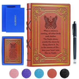 Eagle Gift for Scouts Faux Leather Vintage Notebook Scouts Leader Gifts Brown A5 Lined Leather Journal Notebook,320 Pages Thick Ruled Paper With Pen,Scoutmaster Court of Honor Graduation Gift for Daughter Son (Eagle Brown)