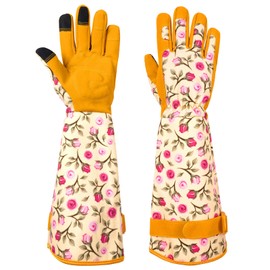 Ainiv Long Gardening Gloves for Women, Yellow Thorn Proof Gardening Gloves, Protective Garden Gloves Women, Women Gardening Gloves, Lightweight Gardening Gifts for Yard Gardening Outdoor Work (Large)