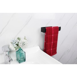 TocTen Hand Towel Bar/Towel Ring, No Drilling Stick on Wall Holder, SUS 304 Stainless Steel Rod, Strong Self Adhesive Hanger/Rack for Bathroom Kitchen