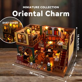 Flever Dollhouse Miniature DIY House Kit Creative Room with Furniture for Romantic Valentine's Gift (Oriental Charm)