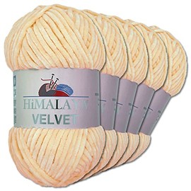Wohnkult Himalaya 5 x 100 g Velvet Dolphin Wool 40 Colours to Choose From Chenille Knitting Yarn Shiny Fleece Yarn Accessory Clothing (90033 | Apricot)