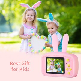 Kids Camera for Girls Best Birthday Gifts for 3 4 5 6 7 8 Year Old Children Toddler Toys, Portable Rechargeable Shockproof Digital Video Camcorder 2.0 Inch IPS Screen with 32GB Card – Pink X500