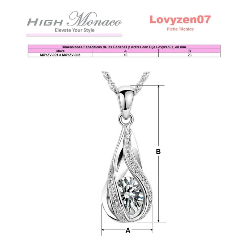 High Monaco - Conjunto De Aretes Y Cadenas, Mxyzv-002, 2pzas,