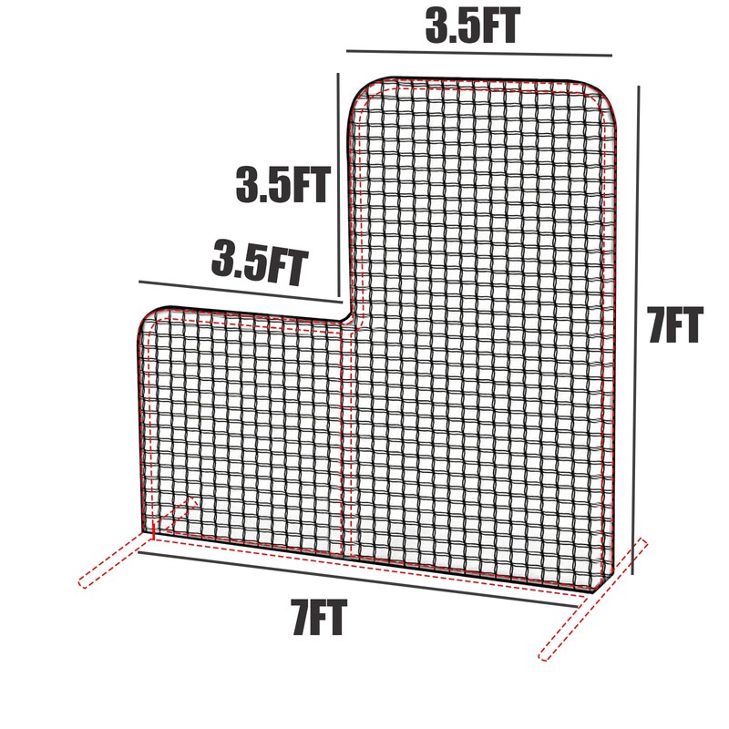 LalaKoo 7x7ft L Screen Baseball Screen Pitching Screen Net Replacement