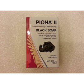 Piona II Deep Cleansing and Moisturizing Black Soap 6.35 Ounce - Enriched with Charcoal Powder - Clears Complexion and Leaves Skin Glowing
