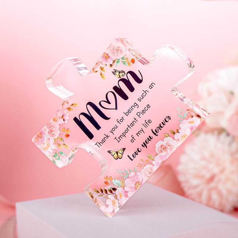 Bytebliss Mom Birthday Gifts - Engraved Acrylic Block Puzzle Piece,