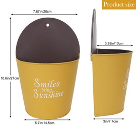 Artificial Handing Flowers with Metal Wall Planter(Set of 2), No Fade Fake Plastic Colorful Eucalyptus Flower Faux Hanging Plants for Garden Wall Decor, Outdoor Porch Window Box Home Farmhouse