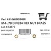 M4-0.7 Solid Brass DIN934 Metric Finished Hex Nut 4mmx0.7mm QTY:50