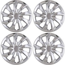 WOLFSTORM 4-Pack 14 Inch Hubcaps,Special Design Fashion Shape Replacement Rim Cover Hubcaps,Car Truck SUV Wheel Hub Accessories, Chrome