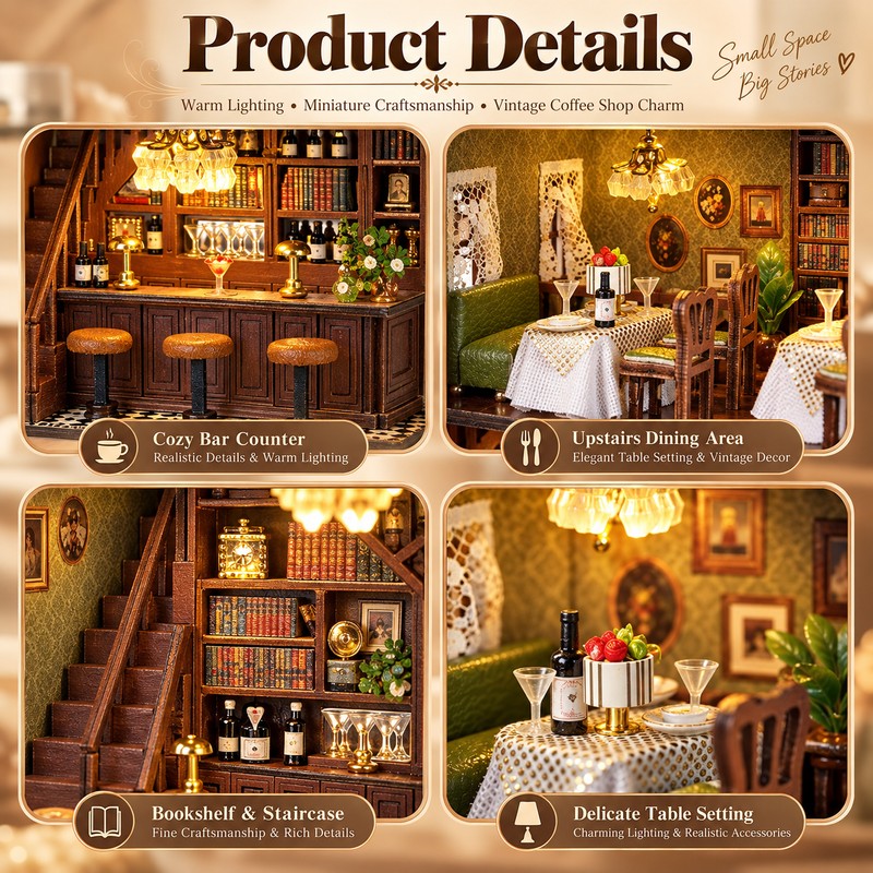 DIY Miniature House Kit with Furniture and LED Light, Wooden