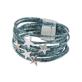 MMIUAEG Y2K Star Multi-layer Leather Wristband Bracelet Punk Gothic Star Layered Bracelets for Women Men Aesthetic Grunge Bangle Gift Shiny Millennium Y2K Jewelry (Color B)