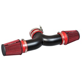 RTUNES RACING BLACK PIPE DUAL RAM AIR INTAKE + FILTER Compatible For Dodge 02-07 Ram 1500/04-09 Dakota/Durango 3.7L V6/4.7L V8 / 04-07 Jeep Liberty 3.7L V6