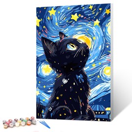 gelrovaled Paint by Numbers Adults, Hand Painted Oil Painting Kit for Beginners and Adults with 3 Brushes and Acrylic Paint, 20 x 30 cm, with Frame (Cat)