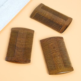 Pence & Moon Collective Green Sandalwood Double-Sided Beard Comb, Wide Tooth and Fine Tooth, Anti-Static, 10 x 5.5 cm