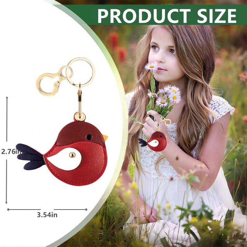 Leather Keychain Holder Case Compatible with AirTag,Cute Protective Cover with