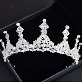 YADIRF Shiny Crystal Rhinestone Queen Crown Tiara Headpiece For Wedding Birthday Prom Queen Pageant Hair Accessories (Silver)