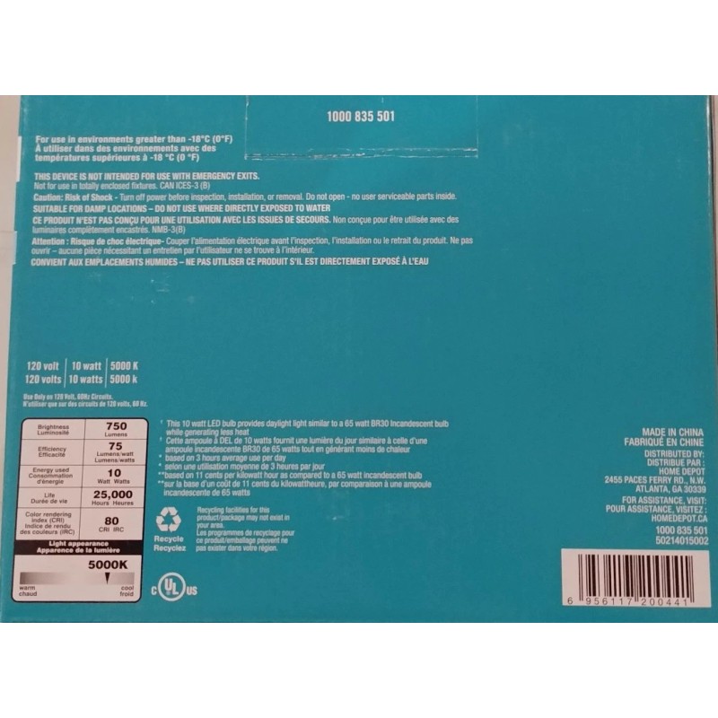 Eco-Smart Ecosmart Connected 65W Equivalent Daylight (5000K) BR30 Dimmable LED