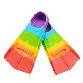 Gugmoy - Aletas de natación para niños, cómodas aletas de silicona para natación y buceo, tamaño adecuado para principiantes, niñas, niños y adultos (XXS, colorido-A)