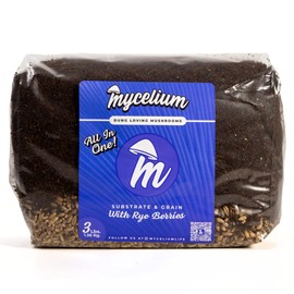 Mycelium's Superior Dung-Loving Mushroom Substrate & Rye Berries Mix - 3LB All-in-One Premium Coir, Vermiculite & Gypsum Formula, Pre-Sterilized & Ready for Easy Home Cultivation