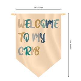 15.4"L x 11.1"W Hanging Pennant with Welcome to My Crib - Hanging Flag Wall Decor or Gift for Nursery Baby Kids Boy - Pennant Flag Wall Art Banner for Indoor - Classroom Bulletin Boare Hanging Flag